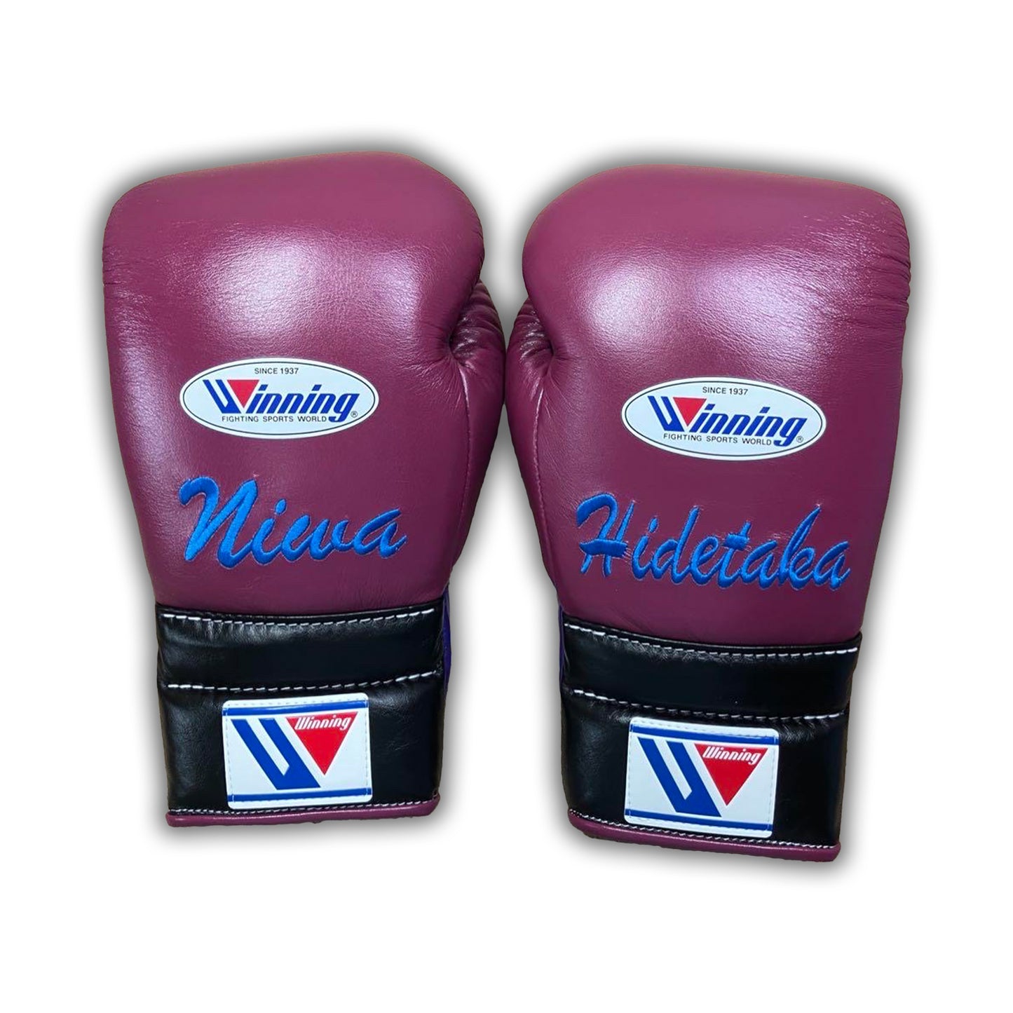 16oz Custom Wine, Purple and Black Winning Lace Up Gloves