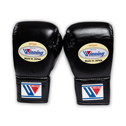 8oz Lace Up Winning Gloves Black MS-200